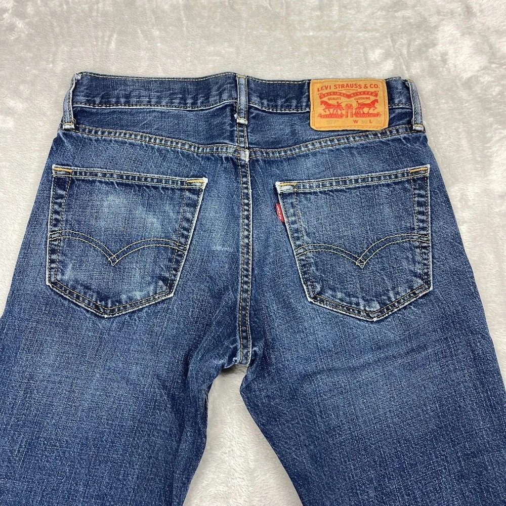 Levi's Jeans Mens 30x30 Blue Denim 527 Whiskered Faded Slim Bootcut Americana